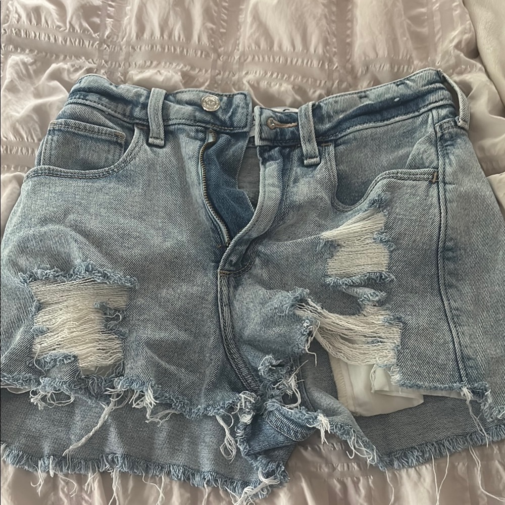 Hollister Blue Jean Shorts Distressed Vintage Style